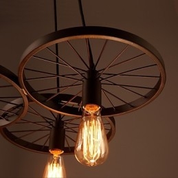 Luminárias pendentes retrô estilo loft, lustre de ferro forjado estilo industrial, rodas americanas