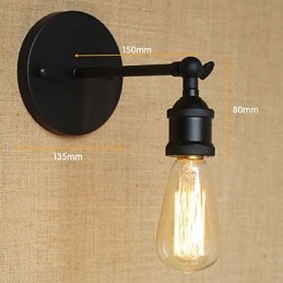 American Restaurant Bar Café Corredor de cabeceira Minimalista Preto Ferro Forjado Wall Sconce