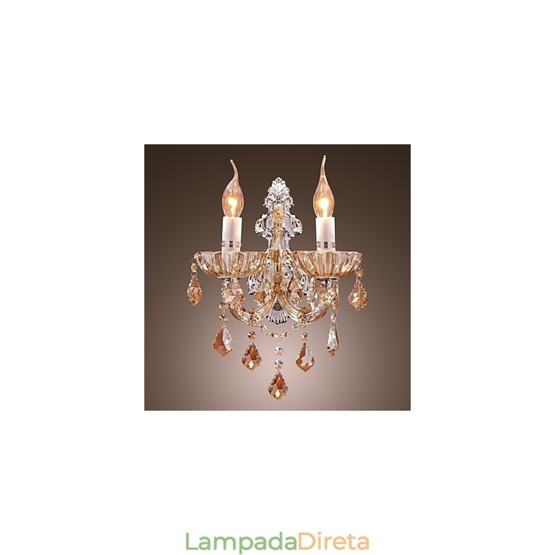 Elegante Luminária de Parede de Cristal com 2 Luzes