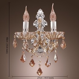 Elegante Luminária de Parede de Cristal com 2 Luzes