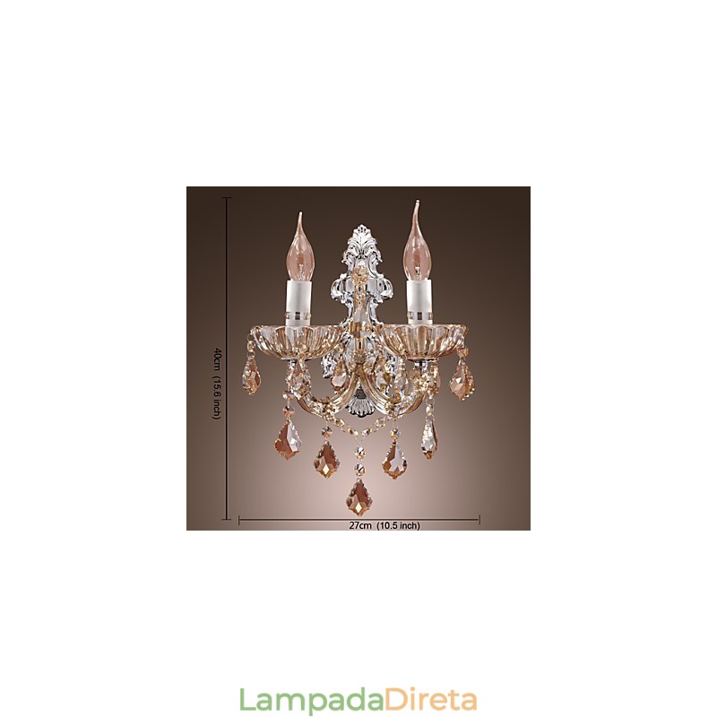 Elegante Luminária de Parede de Cristal com 2 Luzes