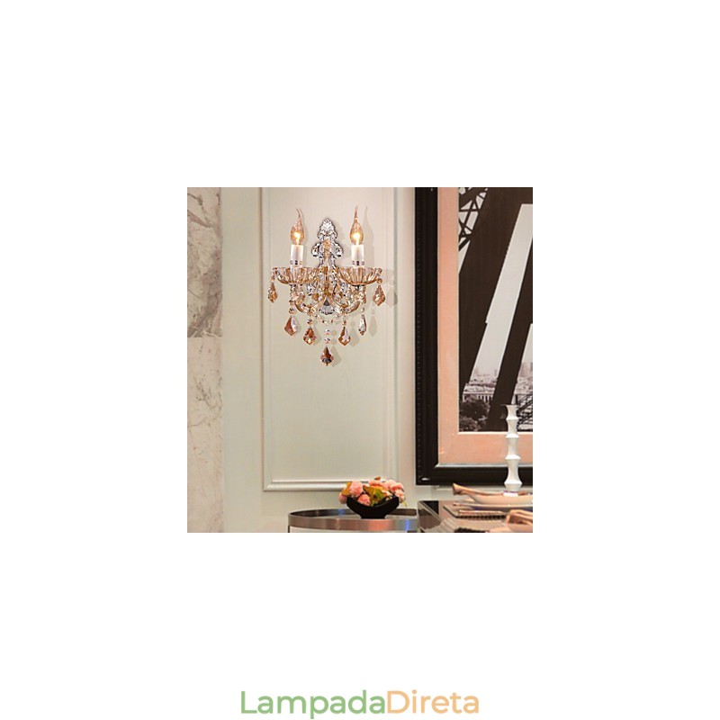 Elegante Luminária de Parede de Cristal com 2 Luzes