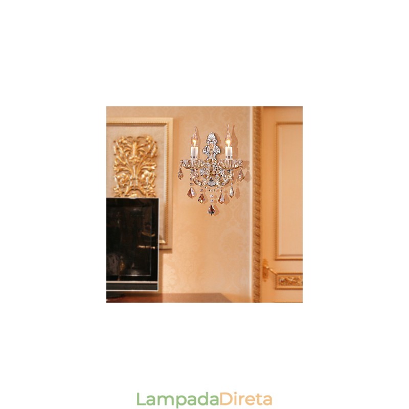 Elegante Luminária de Parede de Cristal com 2 Luzes