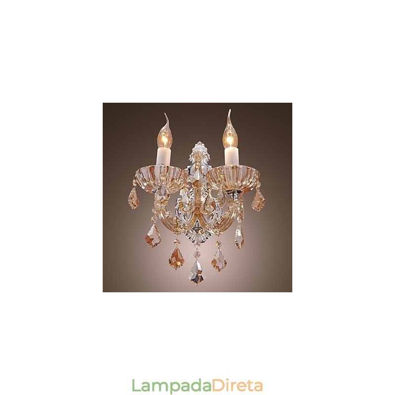 Elegante Luminária de Parede de Cristal com 2 Luzes