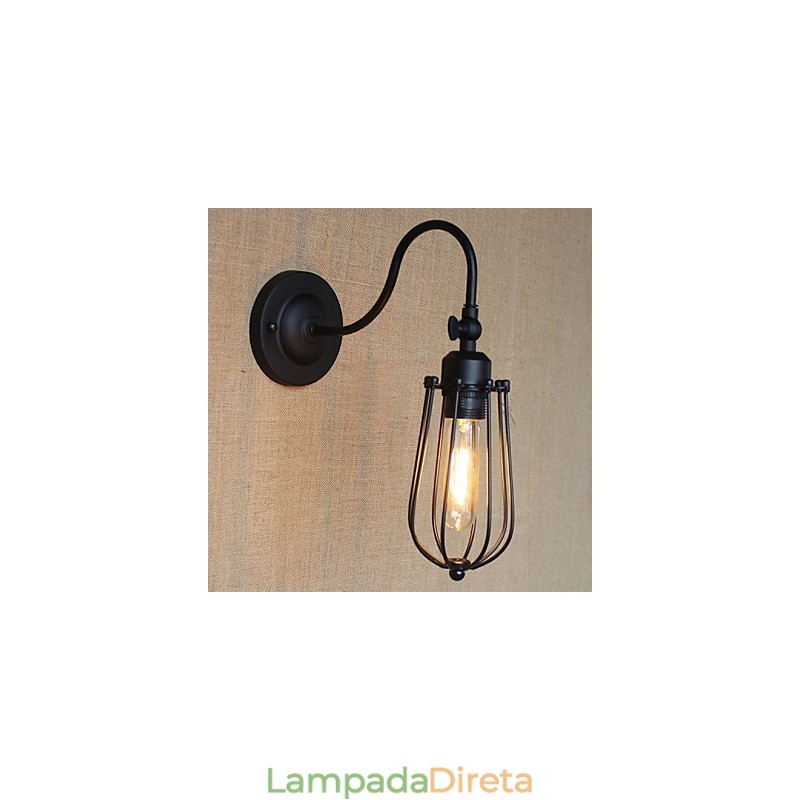 American Country Sala de estar Lâmpada Quarto Varanda Minimalista Preto Fosco Lâmpada de cabeceira Arte decorativa Parede