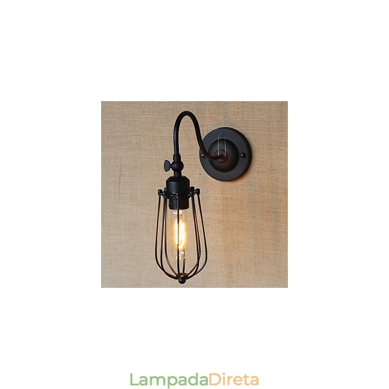 American Country Sala de estar Lâmpada Quarto Varanda Minimalista Preto Fosco Lâmpada de cabeceira Arte decorativa Parede