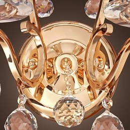 Luminária de parede de cristal dourado com 2 luzes