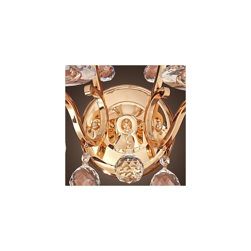 Luminária de parede de cristal dourado com 2 luzes