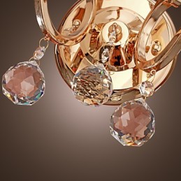 Luminária de parede de cristal dourado com 2 luzes