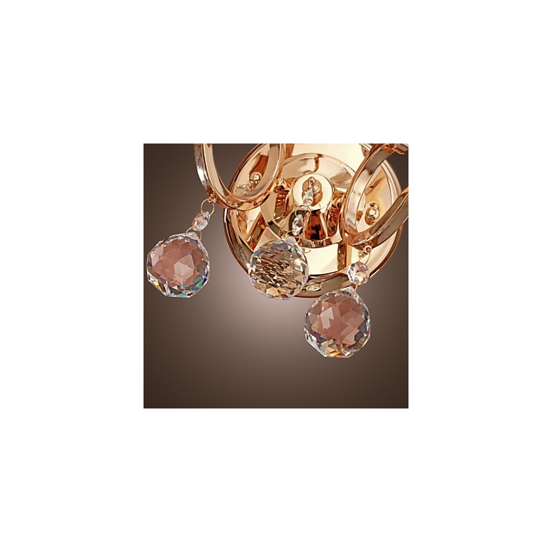 Luminária de parede de cristal dourado com 2 luzes