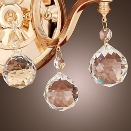 Luminária de parede de cristal dourado com 2 luzes