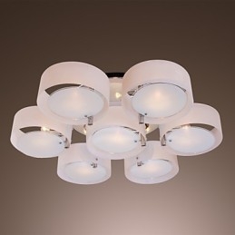 Lustre moderno contemporâneo de metal cromado com montagem embutida