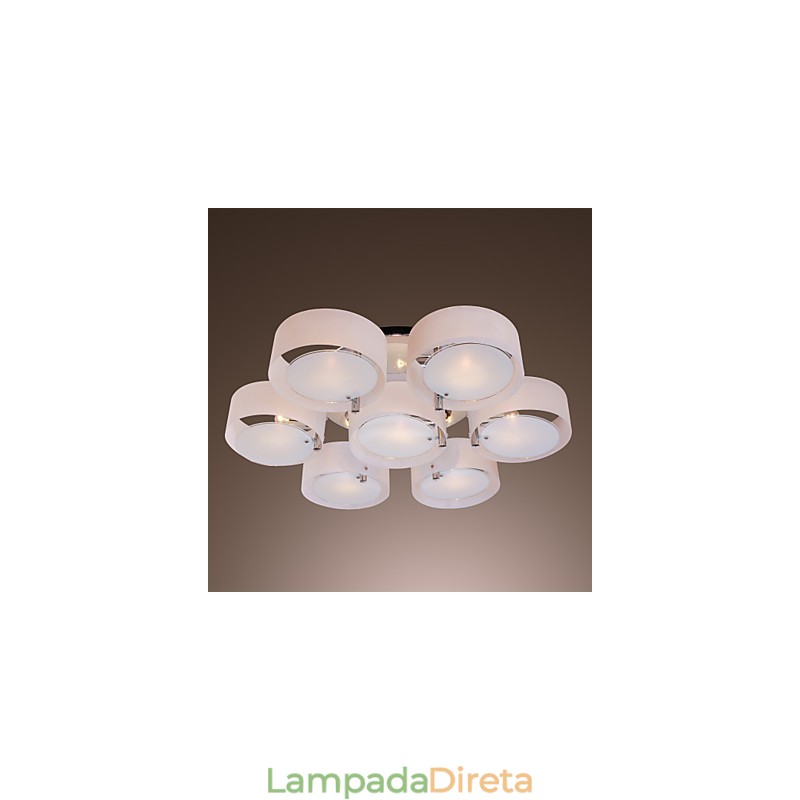 Lustre moderno contemporâneo de metal cromado com montagem embutida