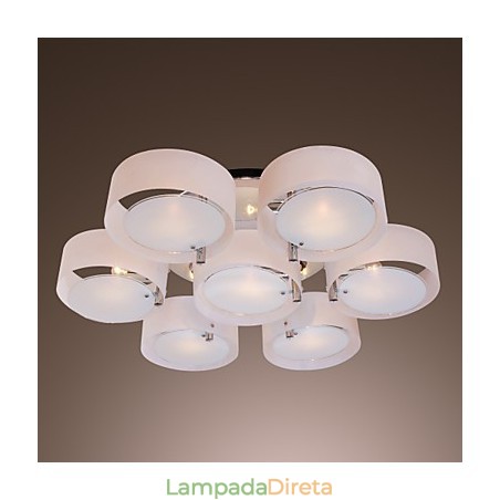 Lustre moderno contemporâneo de metal cromado com montagem embutida Lustre moderno contemporâneo de metal cromado com montagem embutida