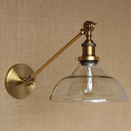 O ferro vidro bronze latão braço estilo retro criativo americano country hall quarto lâmpada de parede