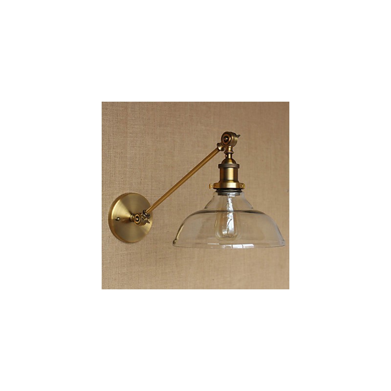 O ferro vidro bronze latão braço estilo retro criativo americano country hall quarto lâmpada de parede