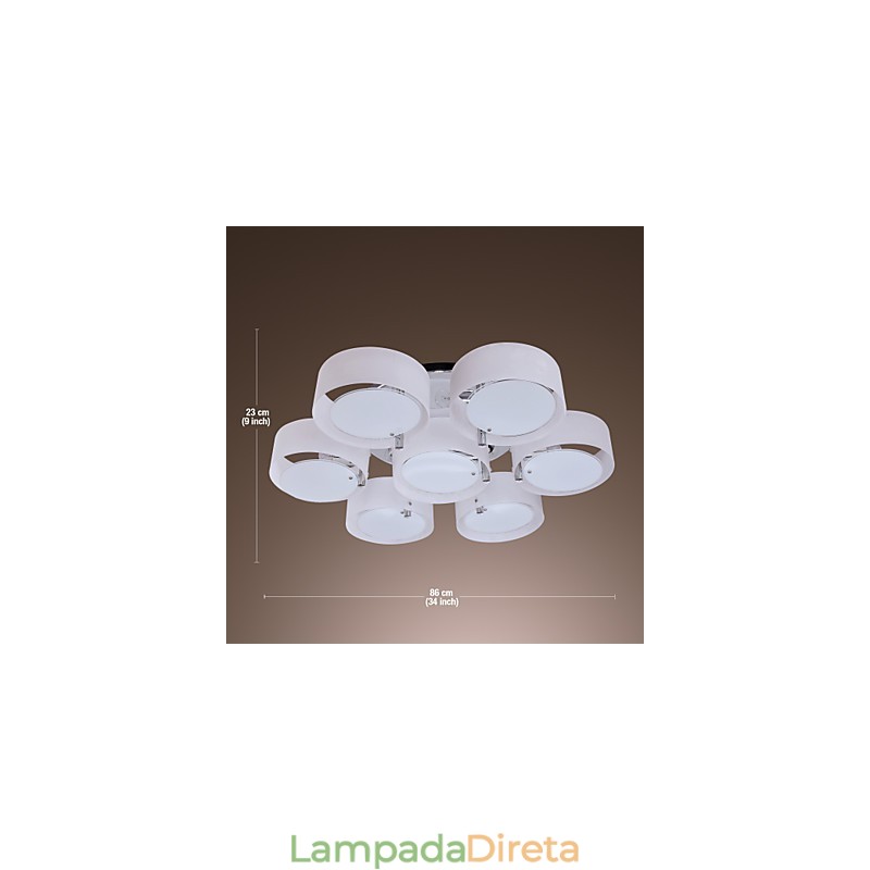 Lustre moderno contemporâneo de metal cromado com montagem embutida