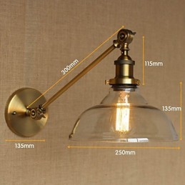 O ferro vidro bronze latão braço estilo retro criativo americano country hall quarto lâmpada de parede