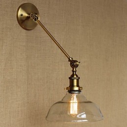 O ferro vidro bronze latão braço estilo retro criativo americano country hall quarto lâmpada de parede