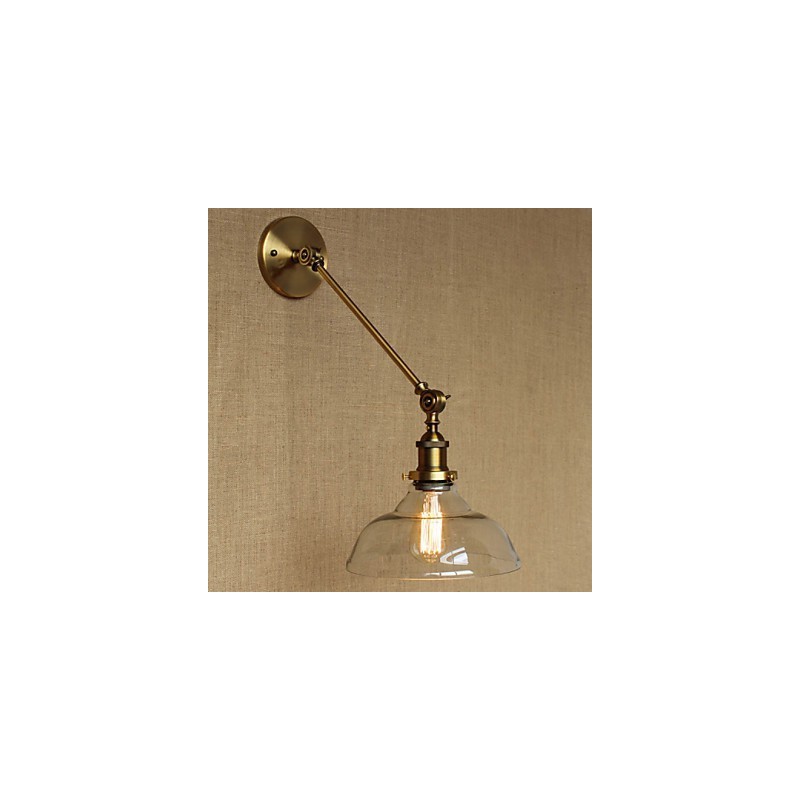 O ferro vidro bronze latão braço estilo retro criativo americano country hall quarto lâmpada de parede