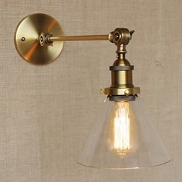 O ferro vidro bronze latão braço estilo retro criativo americano country hall quarto lâmpada de parede