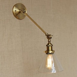 O ferro vidro bronze latão braço estilo retro criativo americano country hall quarto lâmpada de parede