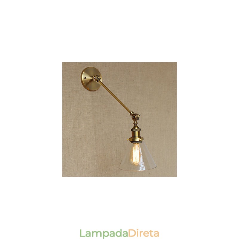 O ferro vidro bronze latão braço estilo retro criativo americano country hall quarto lâmpada de parede