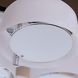 Lustre moderno contemporâneo de metal cromado com montagem embutida