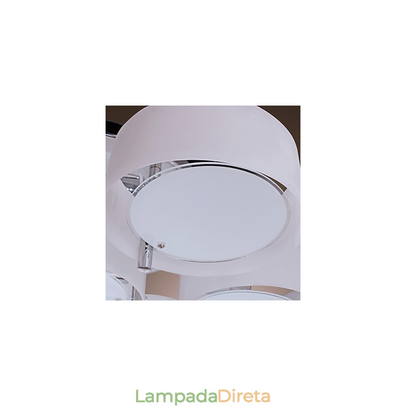 Lustre moderno contemporâneo de metal cromado com montagem embutida