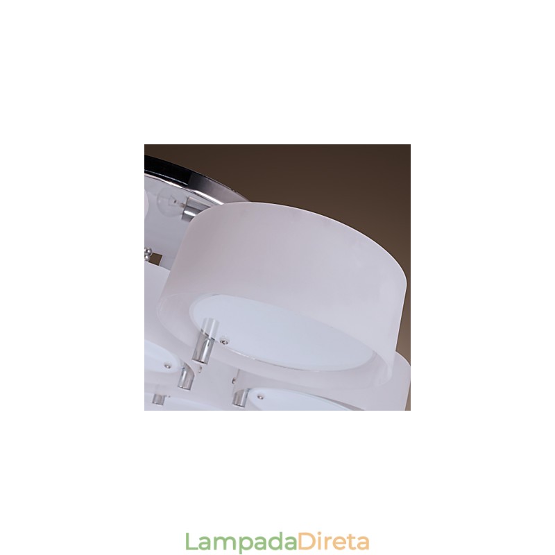 Lustre moderno contemporâneo de metal cromado com montagem embutida