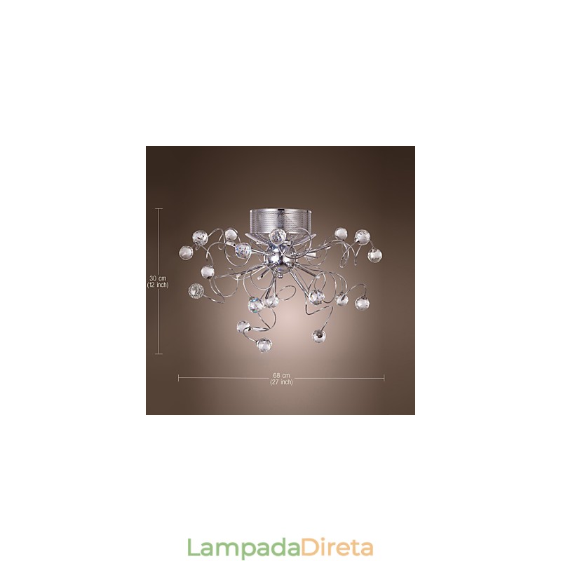 Lustre de Cristal Design Moderno Living 9 Luzes