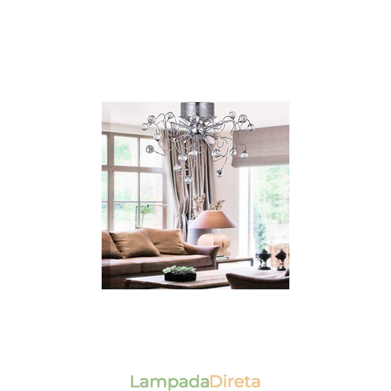 Lustre de Cristal Design Moderno Living 9 Luzes