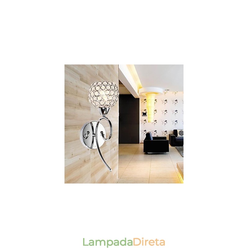 Luminária de parede de cristal 1 luz criativa pintura de ferro