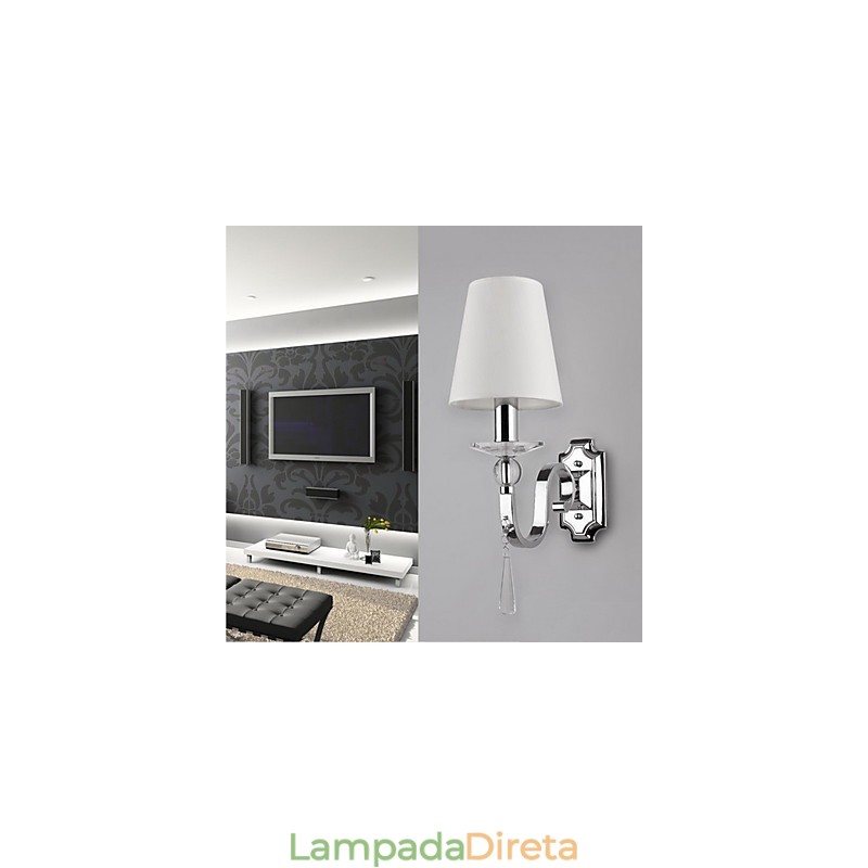 Luminária de parede branca quente com gotas de cristal