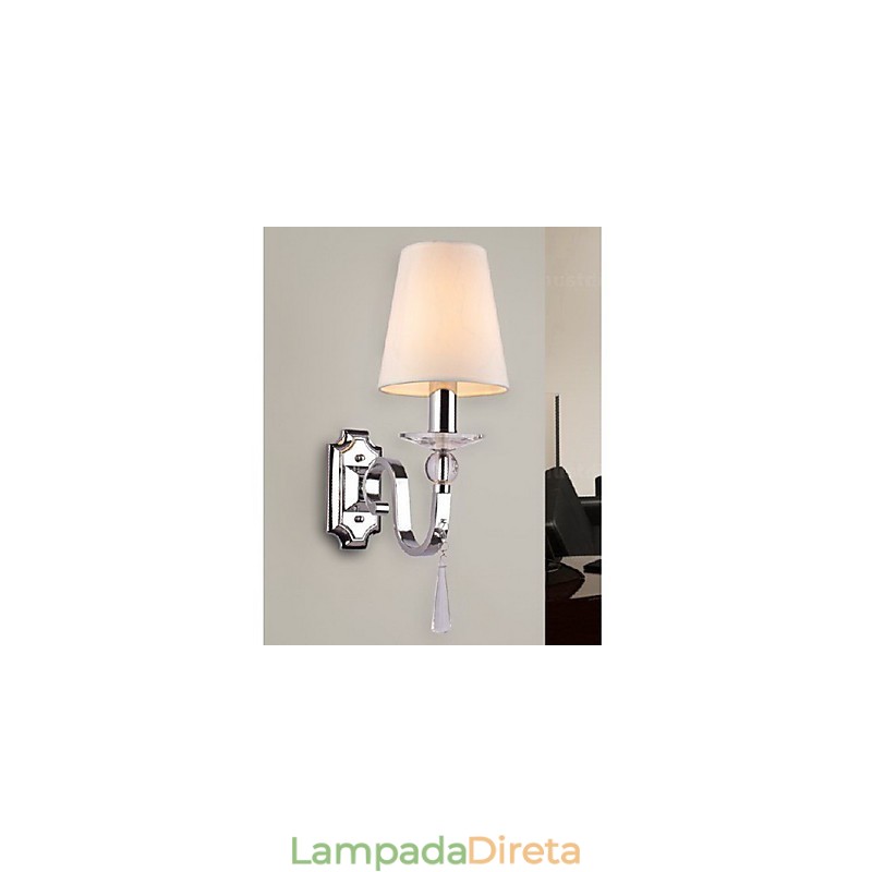 Luminária de parede branca quente com gotas de cristal