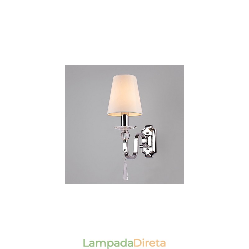Luminária de parede branca quente com gotas de cristal