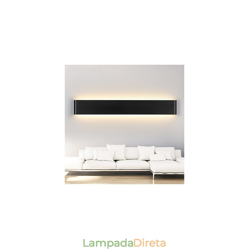 Apliques de parede modernos Luz Interior Preto Branco 72cm