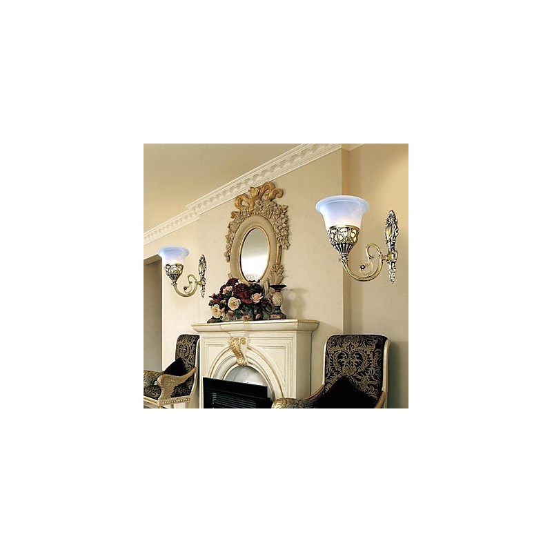 Arandelas de parede de bronze Luzes Moire Vidro Europeu Retro Clássico 220V