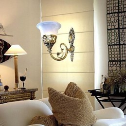 Arandelas de parede de bronze Luzes Moire Vidro Europeu Retro Clássico 220V