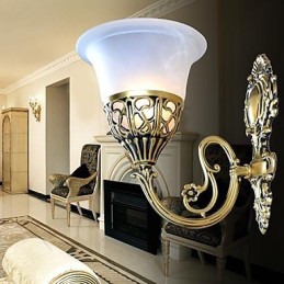 Arandelas de parede de bronze Luzes Moire Vidro Europeu Retro Clássico 220V
