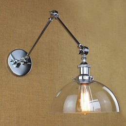 Luminária de parede retrô telescópica de vidro cromado