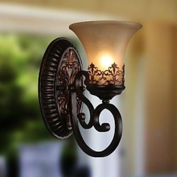 Luminárias de parede vintage 1 luz com material de resina Sombra de vidro Quarto Sala de estar Corredor Luzes