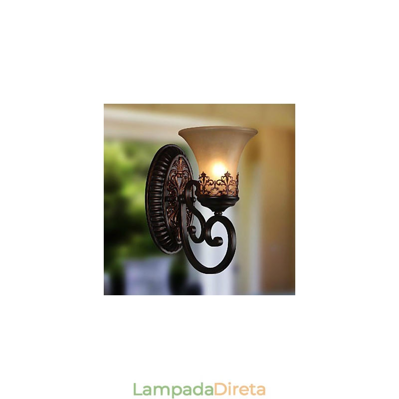 Luminárias de parede vintage 1 luz com material de resina Sombra de vidro Quarto Sala de estar Corredor Luzes