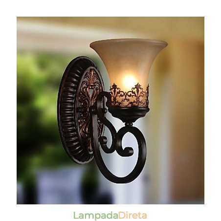Luminárias de parede vintage 1 luz com material de resina Sombra de vidro Quarto Sala de estar Corredor Luzes Luminárias de parede vintage 1 luz com material de resina Sombra de vidro Quarto Sala de estar Corredor Luzes