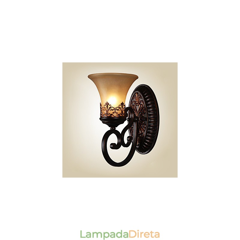 Luminárias de parede vintage 1 luz com material de resina Sombra de vidro Quarto Sala de estar Corredor Luzes