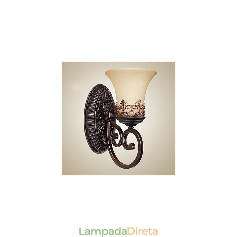 Luminárias de parede vintage 1 luz com material de resina Sombra de vidro Quarto Sala de estar Corredor Luzes