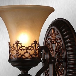 Luminárias de parede vintage 1 luz com material de resina Sombra de vidro Quarto Sala de estar Corredor Luzes