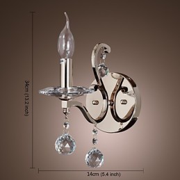Luzes de parede de vela de cristal modernas e contemporâneas de metal