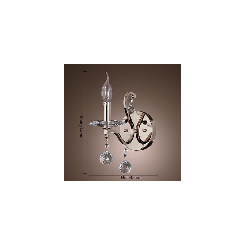 Luzes de parede de vela de cristal modernas e contemporâneas de metal