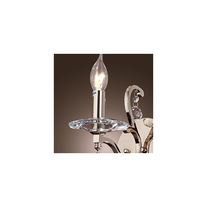 Luzes de parede de vela de cristal modernas e contemporâneas de metal
